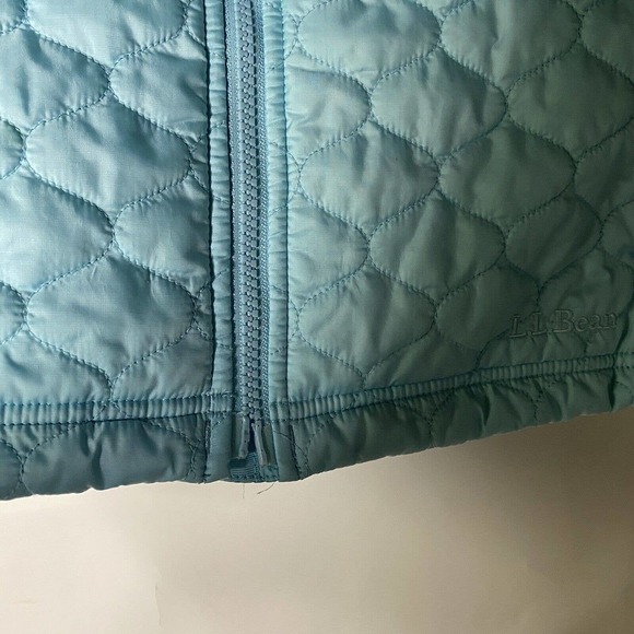 LL Bean Women Quilted Puffer Vest Medium Sleeveless Full Zip Blue Jacket Stretch - Picture 7 of 7